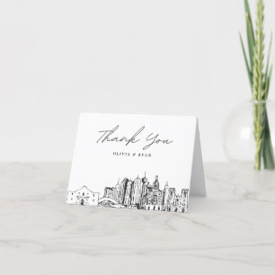 Tarjeta De Agradecimiento Skyline Sketch Blank de San Antonio