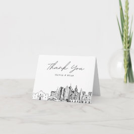 Tarjeta De Agradecimiento Skyline Sketch Blank de San Antonio