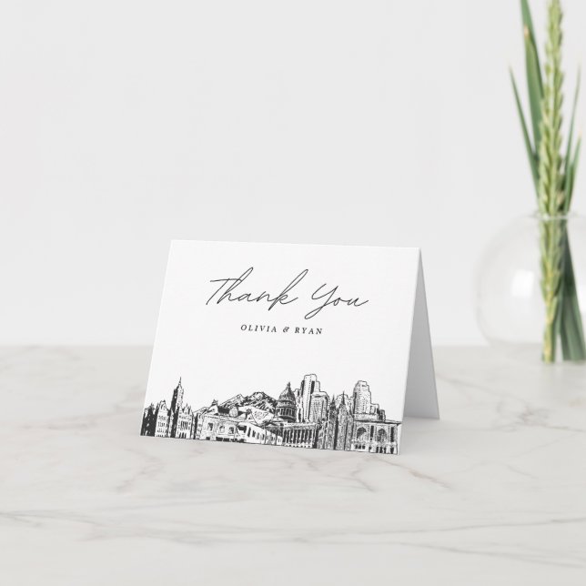 Tarjeta De Agradecimiento Skyline Skyline Sketch Blank de Salt Lake (Anverso)