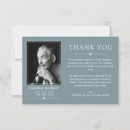 Tarjeta De Agradecimiento Slate Blue Minimalista Photo Sympathy Gracias