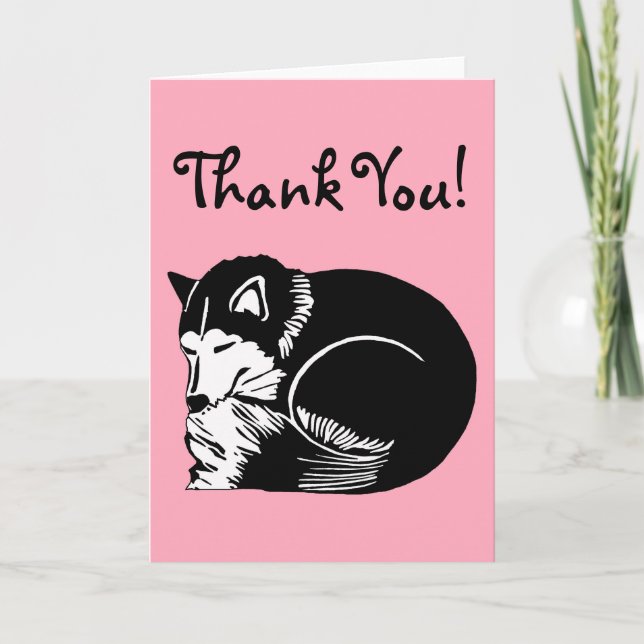 Tarjeta de agradecimiento Sleepe Black White Husky (Anverso)