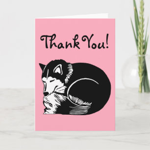 Tarjeta de agradecimiento Sleepe Black White Husky