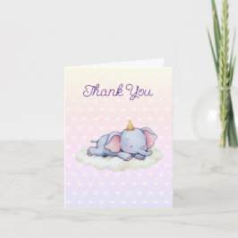 Tarjeta De Agradecimiento Sleeping Baby Elephant Baby Shower Thank You Card