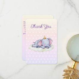 Tarjeta De Agradecimiento Sleeping Baby Elephant Baby Shower Thank You Card