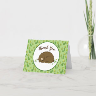 Tarjeta De Agradecimiento Sleeping Bear Baby Shower Woodland