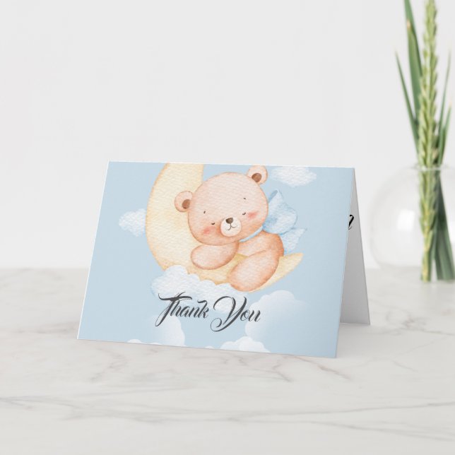 Tarjeta De Agradecimiento Sleepy Bear Baby Shower Thank You Card (Anverso)