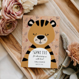 Tarjeta De Agradecimiento Sleepy Tiger Boho Woodland Thank You Baby Shower