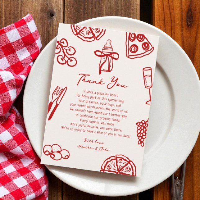 Tarjeta De Agradecimiento Slice Slice Baby Pizza Baby Shower (Subido por el creador)