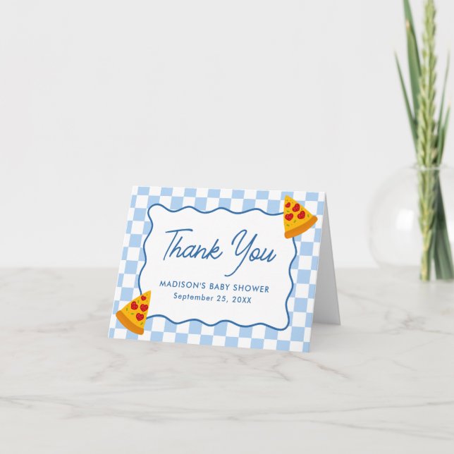 Tarjeta De Agradecimiento Slice Slice Baby Pizza Baby Shower (Anverso)