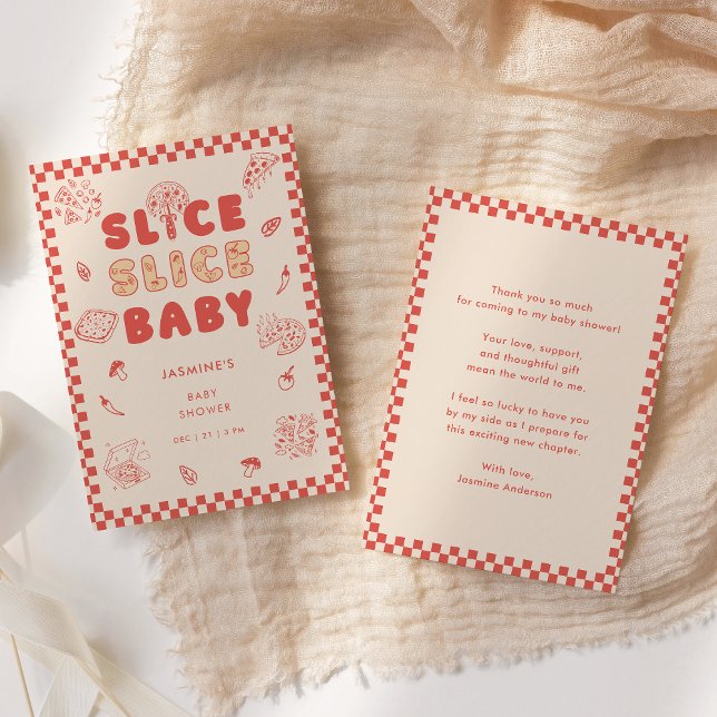 Tarjeta De Agradecimiento Slice Slice Baby Pizza Hand Drawn Baby Shower (Subido por el creador)