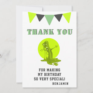 Tarjeta De Agradecimiento Slime Monster Green Funny Cumpleaños