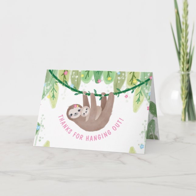 Tarjeta De Agradecimiento Slove Baby Girl Shower Jungle Tema (Anverso)