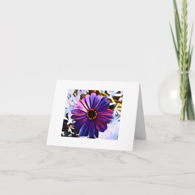 Tarjeta De Agradecimiento Small, 4" x 5.6" Folded Card. Purple Flower. (Anverso)