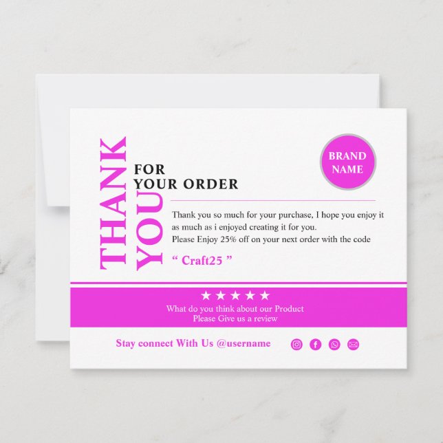 Tarjeta De Agradecimiento Small Business Thank You Card (Anverso)