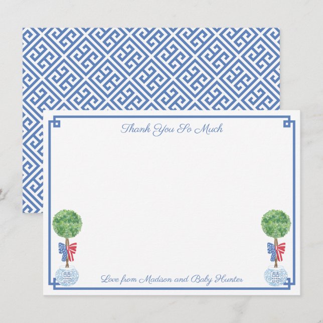 Tarjeta De Agradecimiento Smart Boxwood 4 De Julio Boda o Baby Shower (Anverso / Reverso)