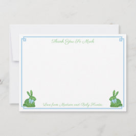 Tarjeta De Agradecimiento Smart Pale Blue Boxwood Bunny Boy Baby Shower