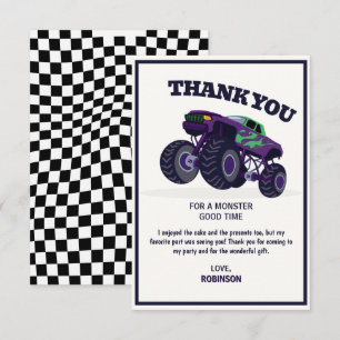 Tarjeta De Agradecimiento Smash Crash- Cumpleaños moderno del camión monstru