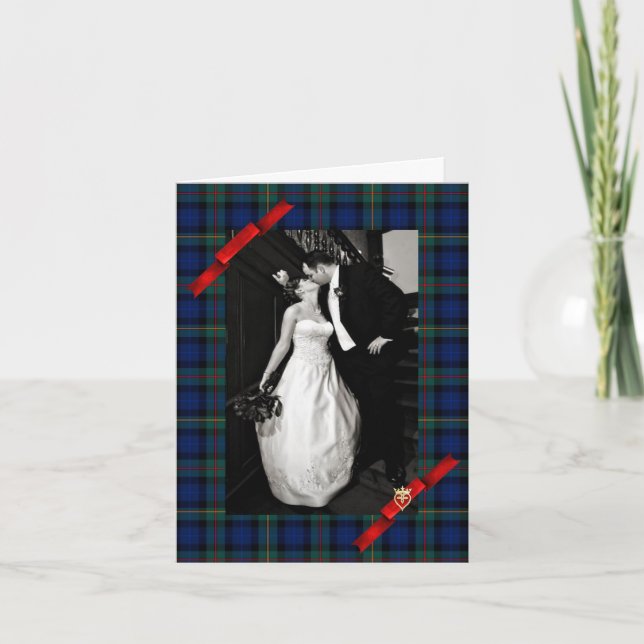 Tarjeta De Agradecimiento Smith Plaid Custom Wedding Photo You (Anverso)