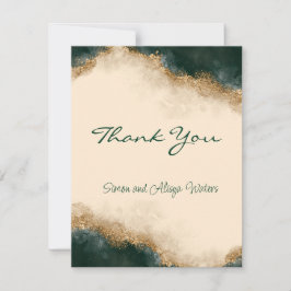 Tarjeta De Agradecimiento Smokey Green Gold Acuarela Personalizada