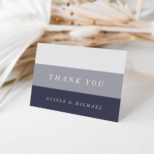 Tarjeta De Agradecimiento Smoky Midnight Blue Gray Colorblock Gracias