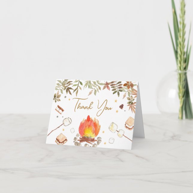 Tarjeta De Agradecimiento S'more Campfire Baby Shower (Anverso)