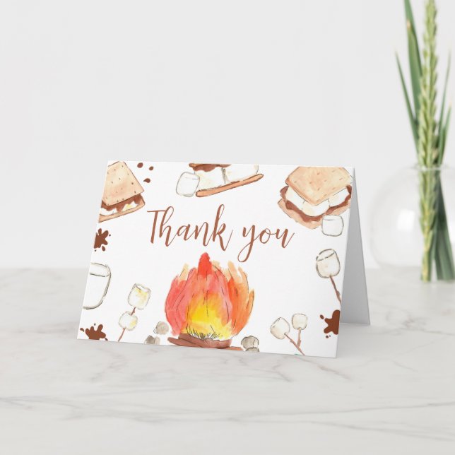 Tarjeta De Agradecimiento S'more Camping Baby Shower (Anverso)