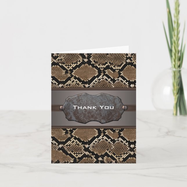 Tarjeta De Agradecimiento Snake Leather Masculine Thank You Note Card (Anverso)