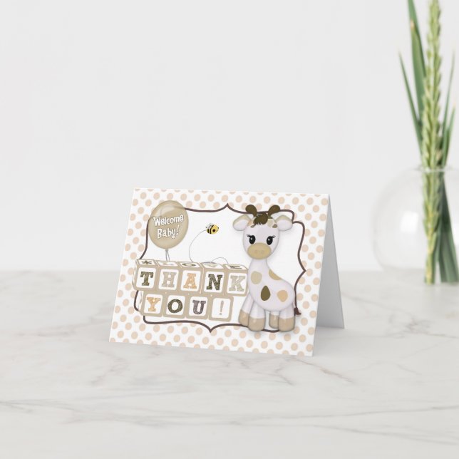 Tarjeta De Agradecimiento Snickerdoodle Giraffe Baby Shower Gracias #135 (Anverso)