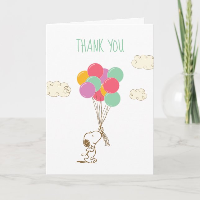 Tarjeta De Agradecimiento Snoopy y Balloons Baby Shower (Anverso)