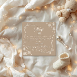 Tarjeta De Agradecimiento Snow Bow Taupe baby Labor Delivery NICU Hospital