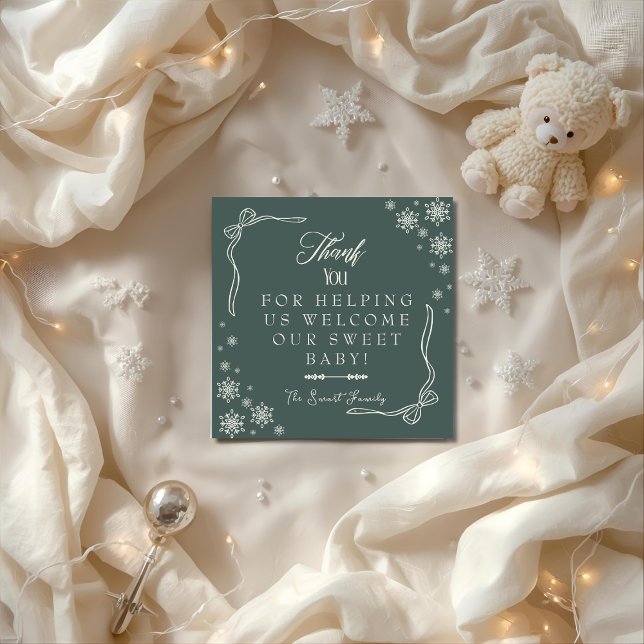 Tarjeta De Agradecimiento Snowflake green Labor & Delivery NICU Hospital   (Snowflake green Labor & Delivery NICU Hospital Thank You Card)