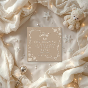 Tarjeta De Agradecimiento Snowflake Taupe Labor y Parto UCI Hospitalaria  