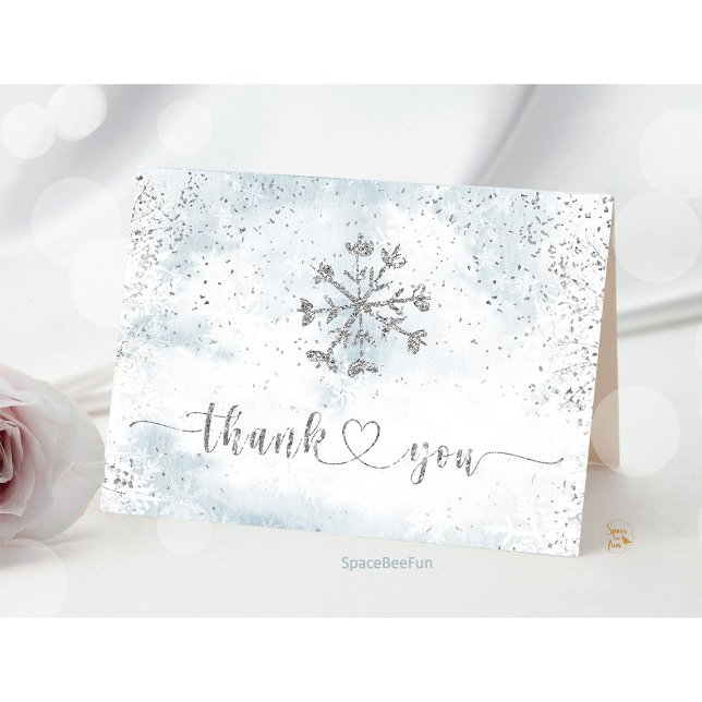 Tarjeta De Agradecimiento Snowflake Winter Baby Shower (little snowflake baby shower,winter baby shower invitation,snowflake baby shower thank you,baby show)
