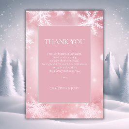 Tarjeta De Agradecimiento Snowflake Winter Wonderland Baby Shower rosa