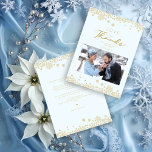 Tarjeta De Agradecimiento Snowflakes First Merry Christmas Fake Golden<br><div class="desc">Snowflakes First Merry Christmas Fake Golden Effect Romantic Typography Thank You Card with Envelope. IMPORTANT NOTICE: This design is part of a collection and has other coordinated elements that you can find in my store. Sometimes it can be difficult to aesthetically align and put texts or initials on the designs,...</div>