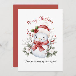 Tarjeta De Agradecimiento Snowman Christmas Flat Thank You Card