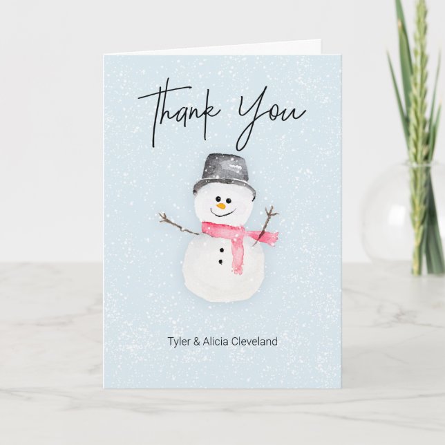 Tarjeta De Agradecimiento Snowman Gracias Card (Anverso)