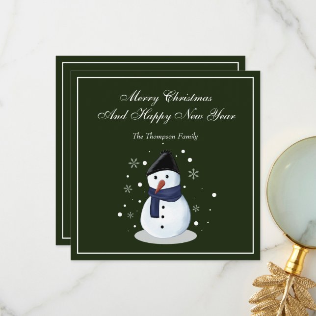 Tarjeta De Agradecimiento Snowman Merry ChristMass Card (Anverso/Reverso In Situ)