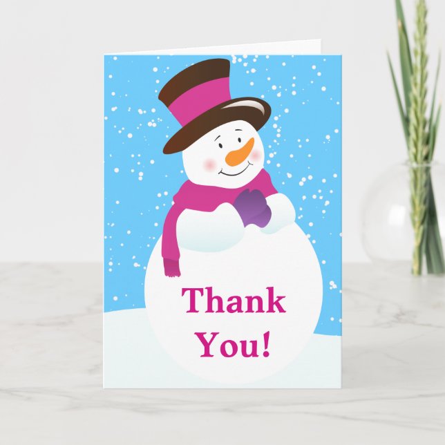 Tarjeta De Agradecimiento Snowman Winter Wonderland Birthday 500000000000000 (Anverso)