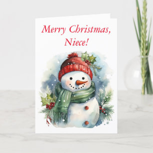 TARJETA DE AGRADECIMIENTO SNOWMAN WISHES FOR NIECE NAVIDAD CARD