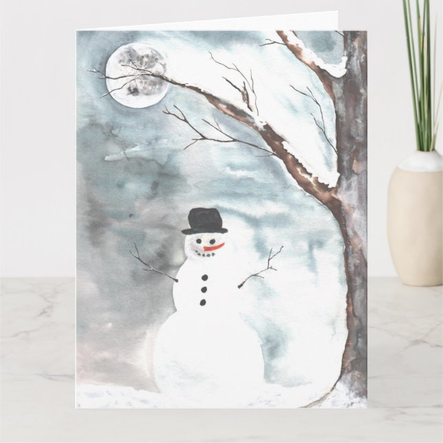 Tarjeta De Agradecimiento Snowy Forest Snowman (Anverso)