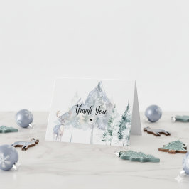 Tarjeta De Agradecimiento Snowy Mountain Evergreen Baby Shower 