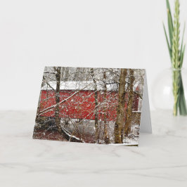 Tarjeta De Agradecimiento Snowy Red Ashland sobre el puente cubierto en Dela