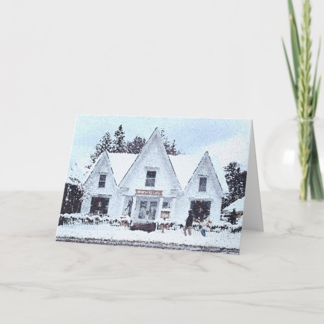 Tarjeta De Agradecimiento Snowy Vermont Holiday Card (Anverso)