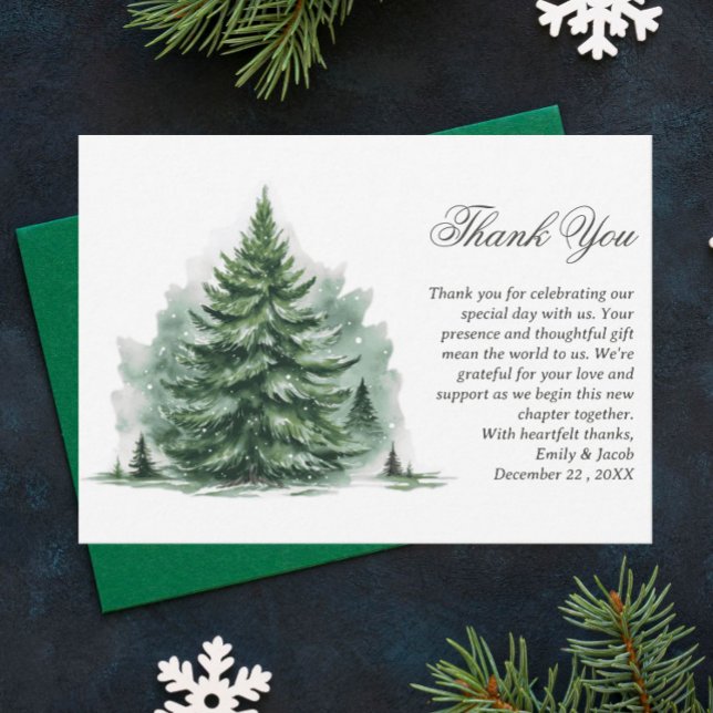 Tarjeta De Agradecimiento Snowy Winter Forest Boda (Subido por el creador)