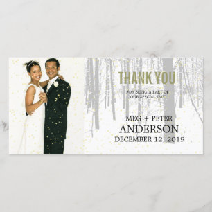 Tarjeta De Agradecimiento Snowy Winter Frosty Woods Boda Foto Gracias