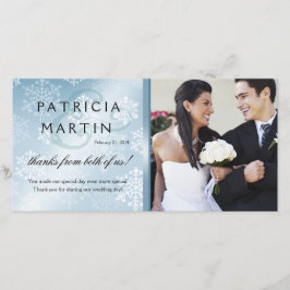 Tarjeta De Agradecimiento Snowy Winter Photo You Blue