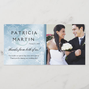 Tarjeta De Agradecimiento Snowy Winter Photo You Blue