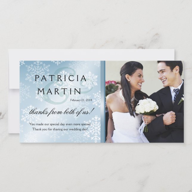 Tarjeta De Agradecimiento Snowy Winter Photo You Blue (Anverso)