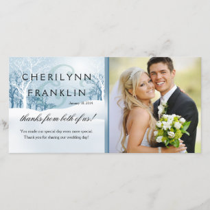 Tarjeta De Agradecimiento Snowy Winter Photo You Blue